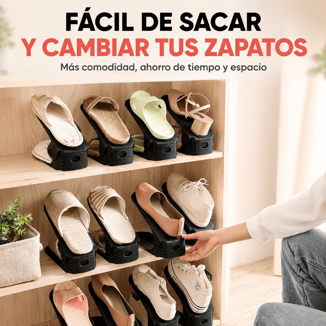 Organizador en V Ajustable para Zapatos - Más Espacio, Más Orden