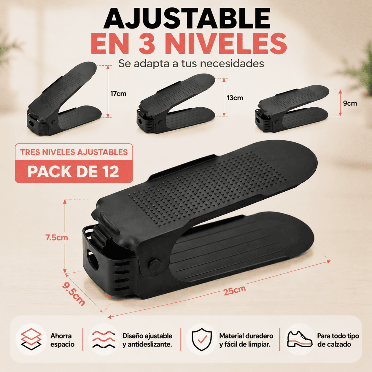 Organizador en V Ajustable para Zapatos - Más Espacio, Más Orden